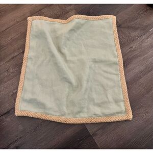 Pottery Barn Linen Throw Pillow Cover Jute Braid Trim 20x20 Aqua Blue